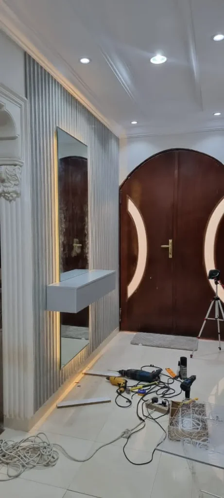 مدخل بديل خشب مع مرايا